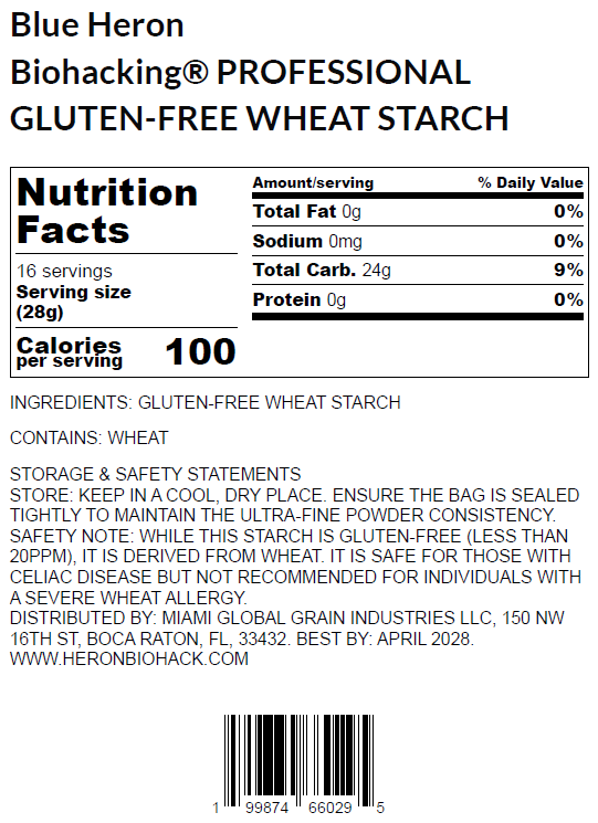 Blue Heron Biohacking® Professional Gluten-free wheat starch
